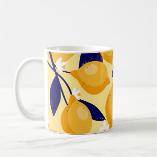 Vintage Zitronenfrüchte: Nahrungsmuster. Kaffeetasse