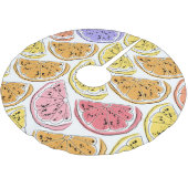 Vintage Zitronenfrüchte Sommertextur Polyester Weihnachtsbaumdecke (Schrägansicht)