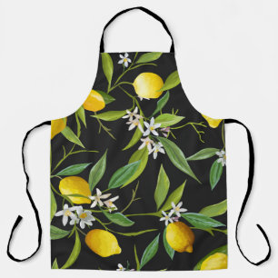 Vintage Zitronenfrüchte und Blume auf dunklem Hin Schürze