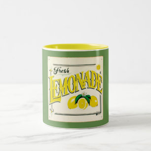 Vintage Zitronenlimonade-Schriftzug Zitrone Frucht Zweifarbige Tasse