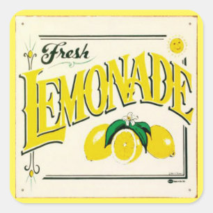 Vintage Zitronenlimonade-Schriftzug Zitrone Sommer Quadratischer Aufkleber