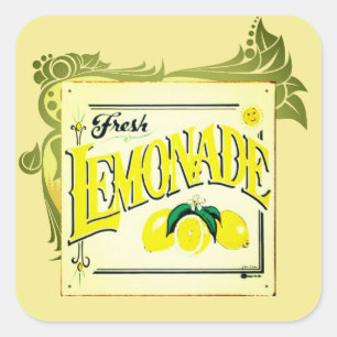 Vintage Zitronenlimonade-Schriftzug Zitrone Sommer Quadratischer Aufkleber