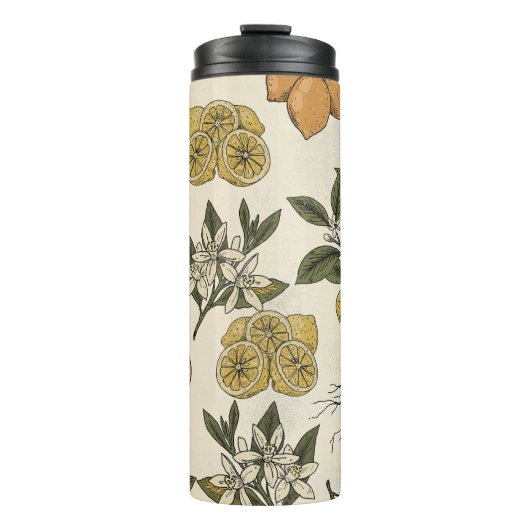 Vintage-Zitronenmuster Thermosbecher (Vorderseite)