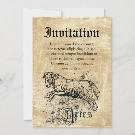 Vintage Zodiac Aries Einladung (Vorderseite)