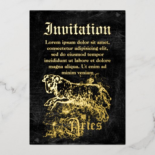 Vintage Zodiac Aries Folieneinladung (Vorderseite)