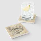 Vintage Zodiac Aries Steinuntersetzer (Seitenansicht)