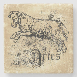 Vintage Zodiac Aries Steinuntersetzer