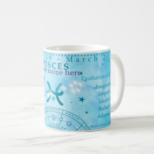 Vintage Zodiac-Astrologie Kaffeetasse (VorderseiteRechts)
