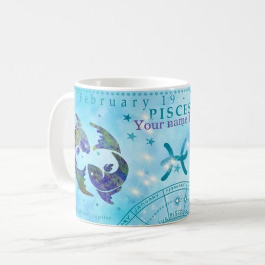 Vintage Zodiac-Astrologie Kaffeetasse (Vorderseite Links)