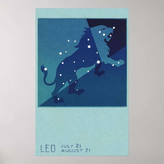 Vintage Zodiac Astrologie Leo Lion Constellation Poster (Vorne)