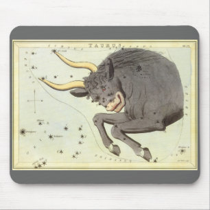 Vintage Zodiac Astrologie Taurus Bull Constellatio Mousepad