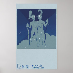 Vintage-Zodiac-Astrologie Zwillinge Konstellation Poster
