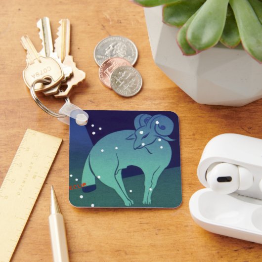 Vintage Zodiac, Astrology Aries Ram Constellation Schlüsselanhänger (Schreibtisch)