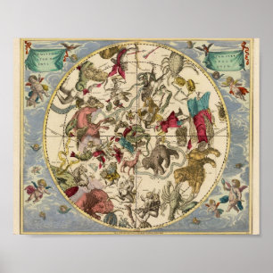 Vintage Zodiac-Karte Poster