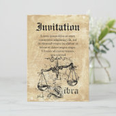 Vintage Zodiac Libra Einladung (Stehend Vorderseite)