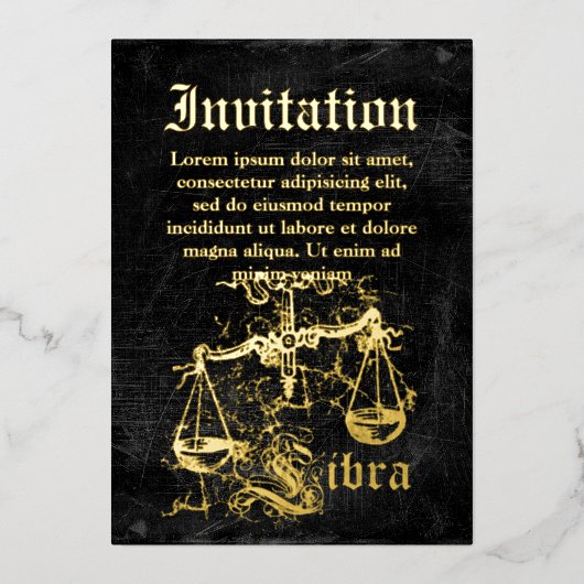 Vintage Zodiac Libra Folieneinladung (Vorderseite)