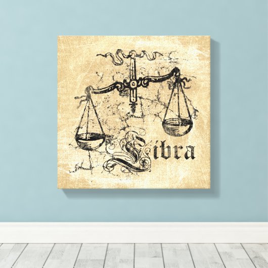 Vintage Zodiac Libra Leinwanddruck (Insitu (Holzboden))