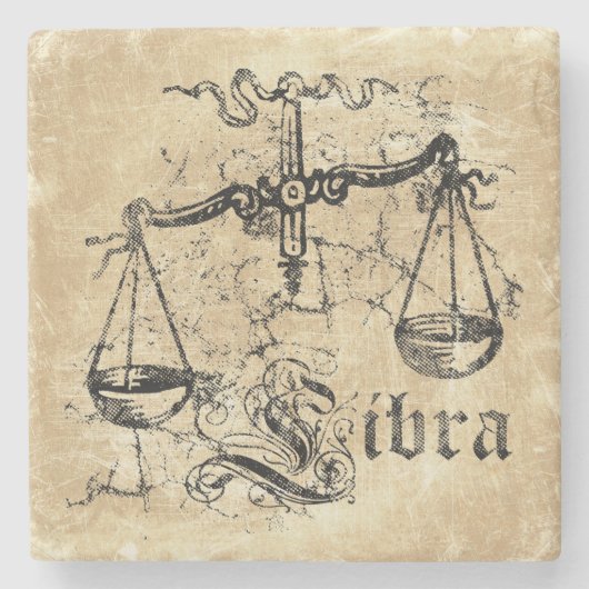 Vintage Zodiac Libra Steinuntersetzer (Vorderseite)