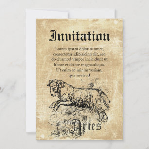 Vintage-Zodiac Widder Einladung