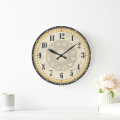 Vintage Zodiac-Zeichen in Schwarz & Beige Große Wanduhr (Zuhause)