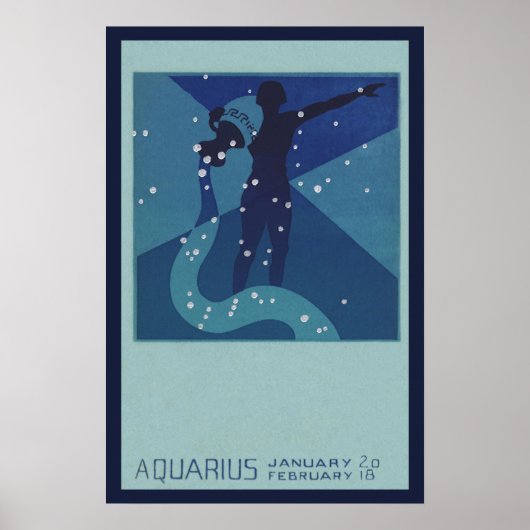 Vintage Zodiakastastrologie, Aquarius-Konstellatio Poster (Vorne)