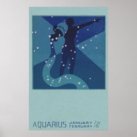 Vintage Zodiakastastrologie, Aquarius-Konstellatio Poster (Vorne)