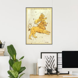 Vintage Zodiakie, Astrologie Leo-Löwenkonstellatio Poster