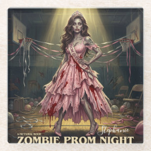 Vintage Zombie-Abiturballkönigin Glasuntersetzer