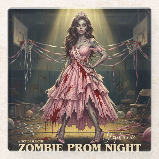 Vintage Zombie-Abiturballkönigin Glasuntersetzer (Vorderseite)