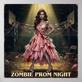 Vintage-Zombie-Abschlussball-Nacht-Königin Poster