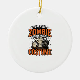 Vintage-Zombie-Kostüm Halloween-Shirt-Design_1 Keramik Ornament