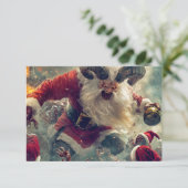 Vintage-Zombie-Weihnachtsmann-Flachgrußkarte Karte (Stehend Vorderseite)