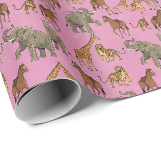Vintage-Zoo-Tiere Geschenkpapier (Rolleneckpunkt)