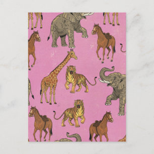 Vintage-Zoo-Tiere Postkarte