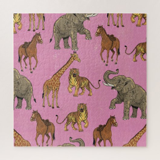 Vintage-Zoo-Tiere Puzzle (Vertikal)