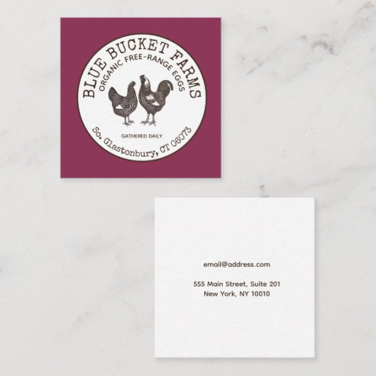 Vintage Zuchtbetriebe Frischeier Quadratische Visitenkarte (Vorne/Hinten)