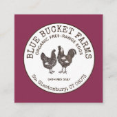 Vintage Zuchtbetriebe Frischeier Quadratische Visitenkarte (Vorderseite)