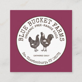 Vintage Zuchtbetriebe Frischeier Quadratische Visitenkarte