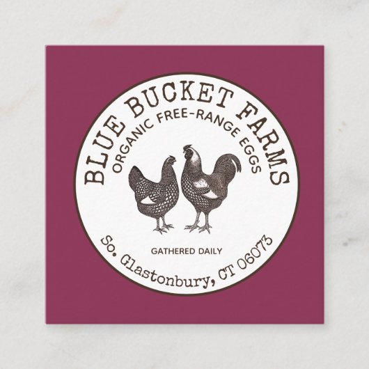 Vintage Zuchtbetriebe Frischeier Quadratische Visitenkarte (Vorderseite)