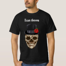 Vintage-Zucker-Schädel-Team-Bräutigam-T-Shirt