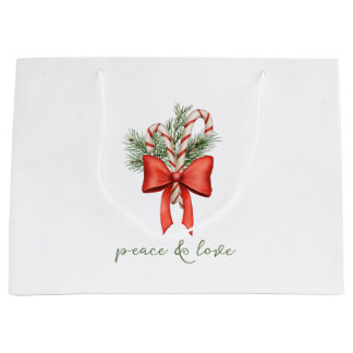 Vintage-Zuckerstangen-Schleife-Frieden Foto Weihna Große Geschenktüte