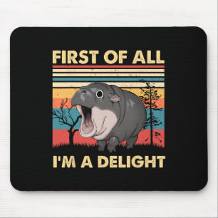 Vintage Zuerst einmal bin ich eine Freude Moo Deng Mousepad