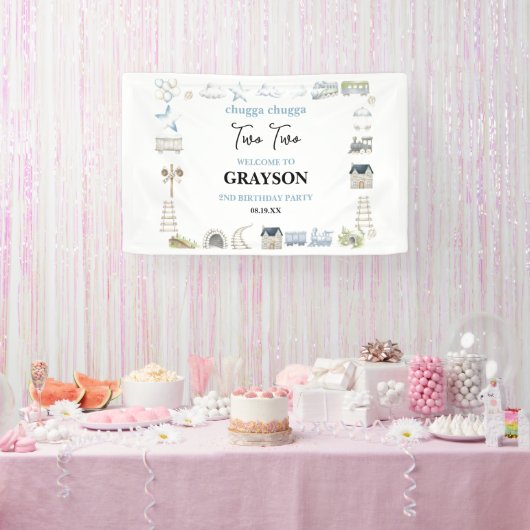 Vintage-Zug 2. Geburtstag – Choo Choo Party Banner (Party)