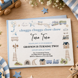 Vintage-Zug 2. Geburtstag – Choo Choo Party Einladung