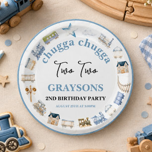 Vintage-Zug 2. Geburtstag – Choo Choo-Party Pappteller