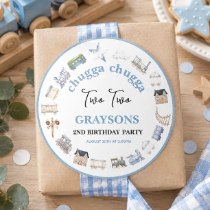 Vintage-Zug 2. Geburtstag – Choo Choo Party Runder Aufkleber