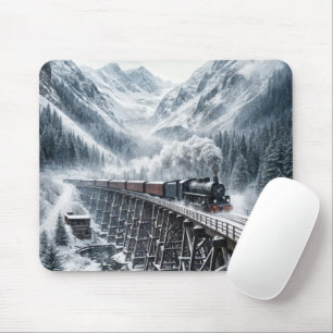 Vintage-Zug auf einem Berggitterbrücke Mousepad