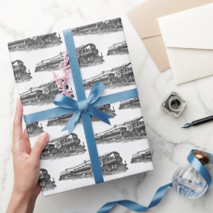 Vintage Zug auf Weiß Geschenkpapier