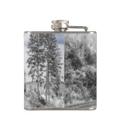 Vintage Zug fährt durch Winterlandschaft Flachmann (Rückseite)
