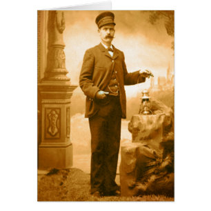 Vintage Zug-Leiter-leere Karte